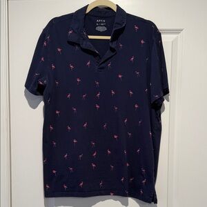 Apt. 9 Men's Polo in Navy with Pink Flamingo Design